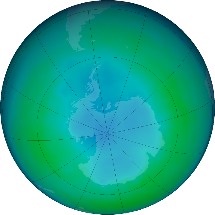Antarctic ozone map for May 2022